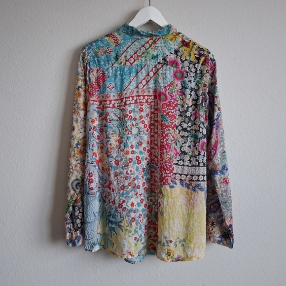 Johnny Was Milla Long Sleeve Floral Patchwork Blouse - Picture 6 of 16